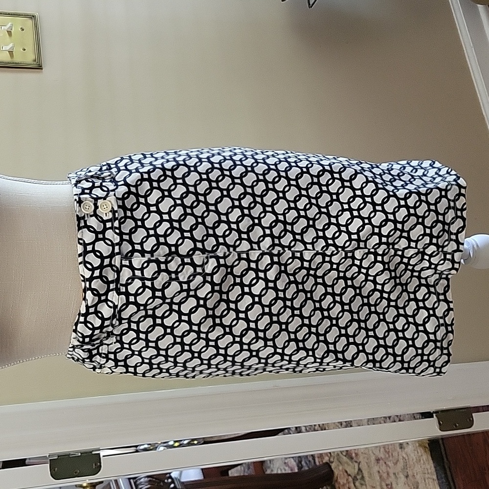 Harold's black white intersecting circles stretch pencil skirt belt loop…10 EUC
